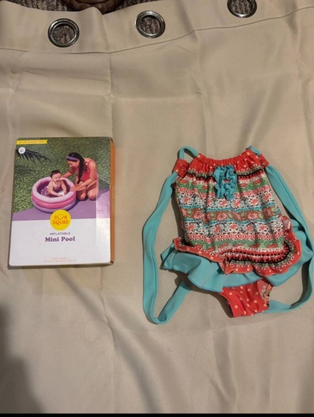 Girls Coral & Teal Ruffle Swim Diaper Cover